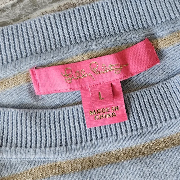Lilly Pulitzer Lightweight Blue & Gold Sweater - Picture 6 of 6